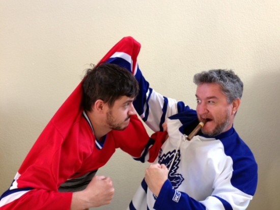 hockey-fight-with-cigars Sports-themed cigar picture