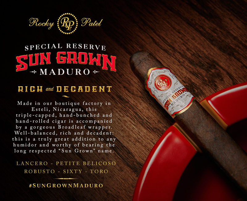 Rocky Patel Sun Grown Maduro cigar announcement