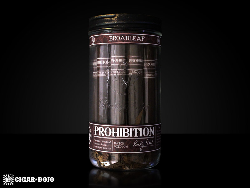 Rocky Patel Prohibition cigars Connecticut Broadleaf maduro jar
