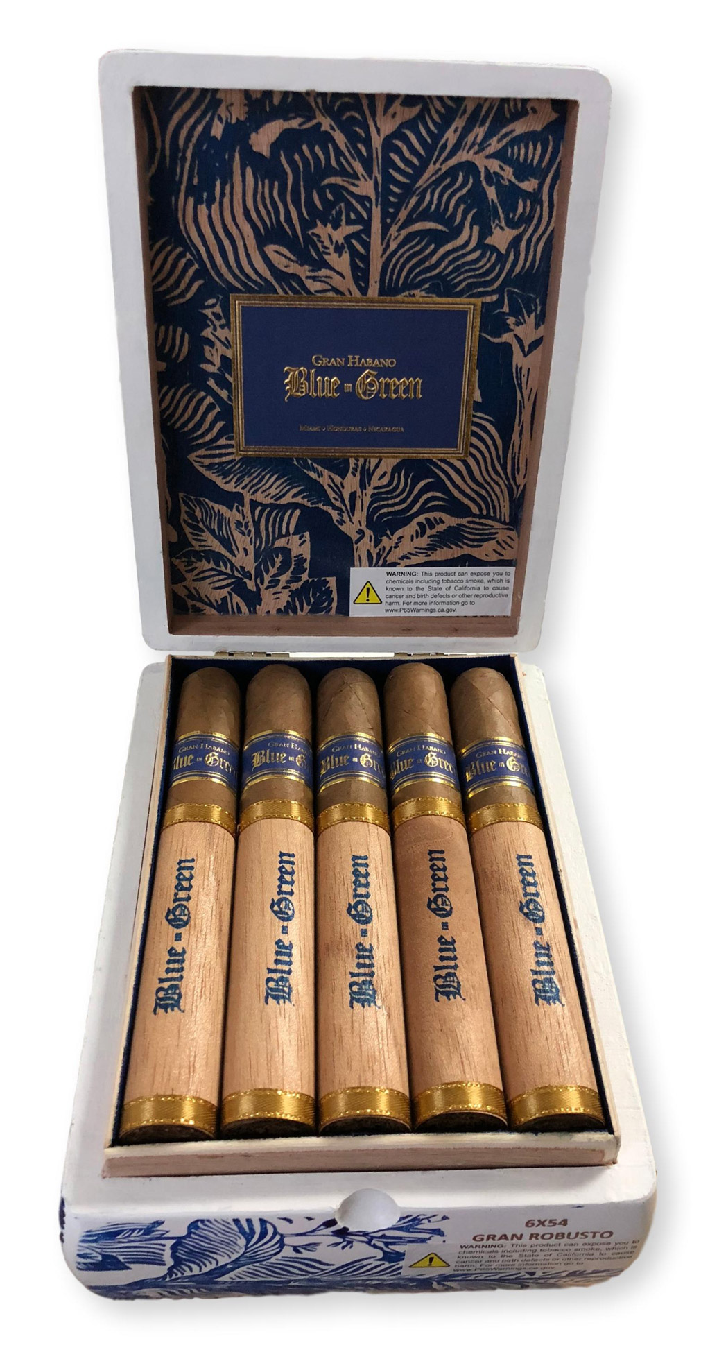 Gran Habano Blue in Green cigar box open