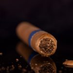 Gran Habano Blue in Green Gran Robusto cigar head cut cap