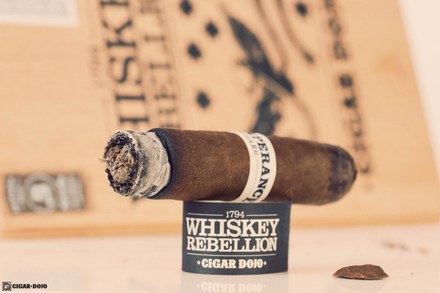 RoMa Craft Whiskey Rebellion 1794 Pennsatucky cigar nubbed
