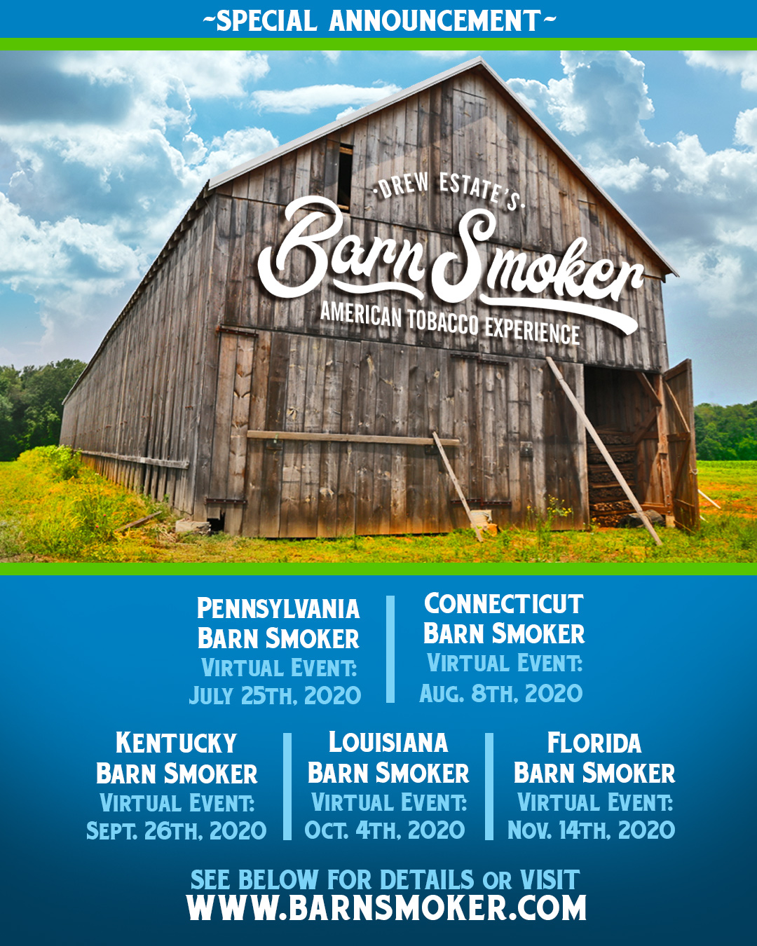 Drew Estate virtual Barn Smoker events 2020