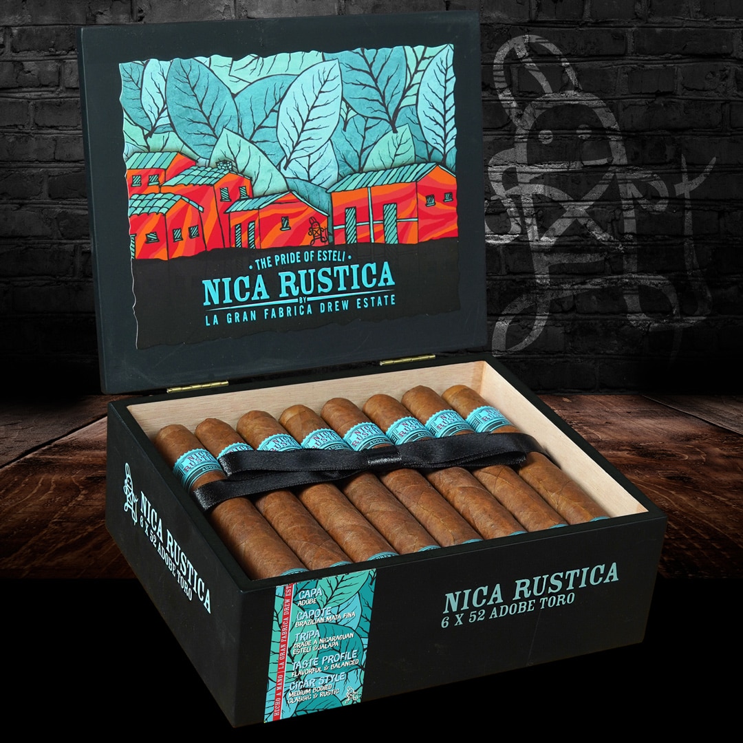 Drew Estate Nica Rustica Adobe cigar box open