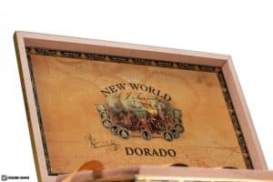 AJF New World Dorado Toro cigar box vista