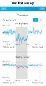 Govee hygrometer Raching MON800A humidor main readings