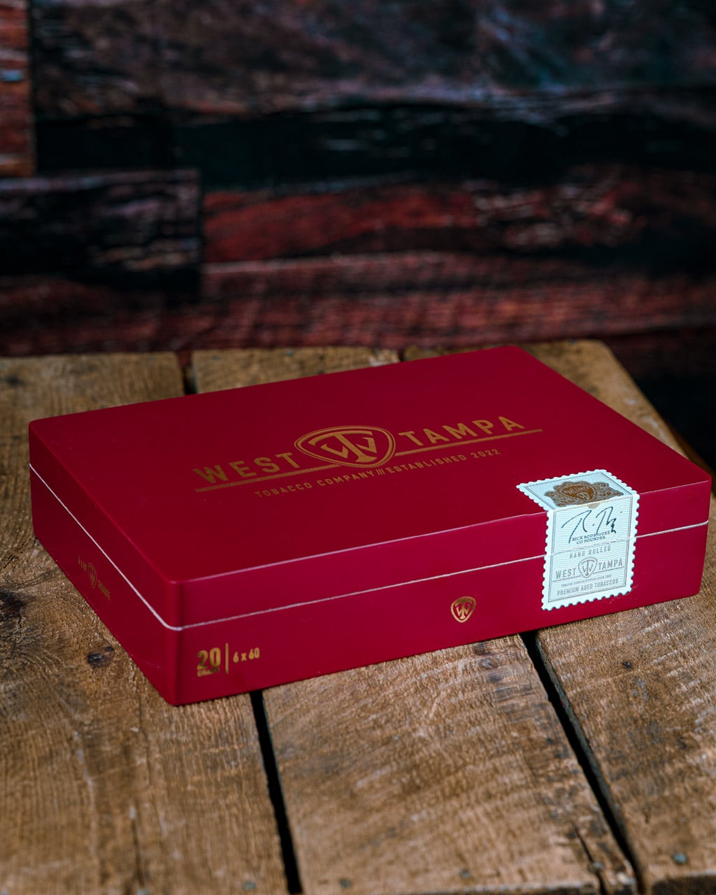 West Tampa Tobacco Red cigar box closed