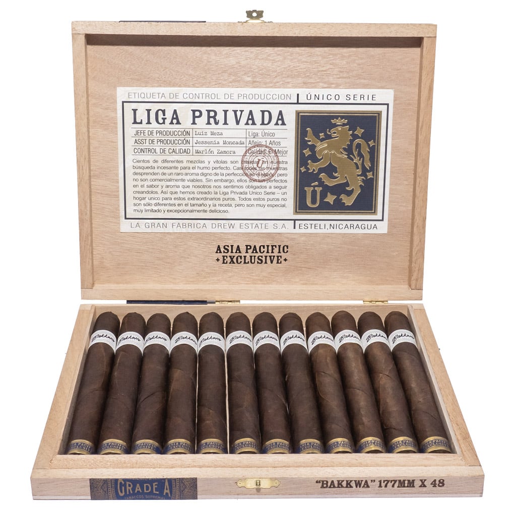 Drew Estate Liga Privada Único Serie Bakkwa cigar box open