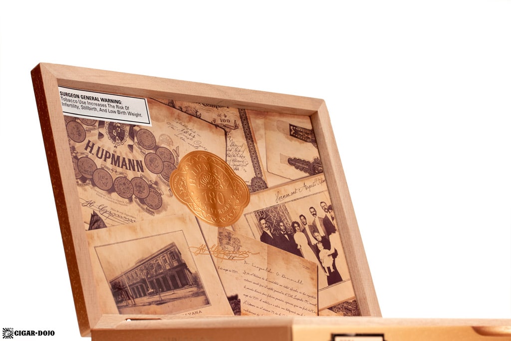 H.-Upmann-180th-Anniversary-box-interior-vista H. Upmann 180th Anniversary cigar lid vista