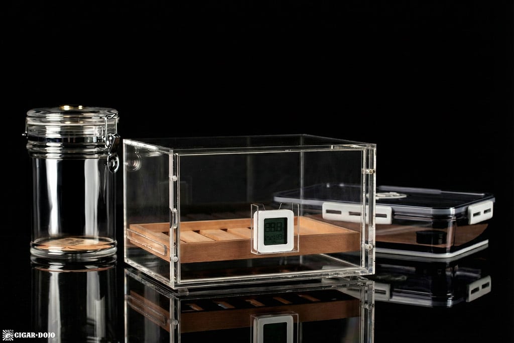 Starter Cigar Setup empty desktop humidors